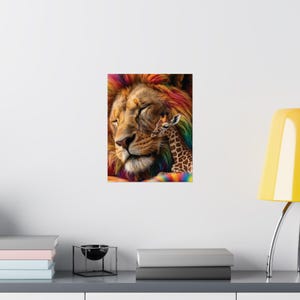 Regenboogmanen Leeuw Giraffe Kunstprint, Kleurrijke Kinderkamerposter (Museumkwaliteit papier) afbeelding 11