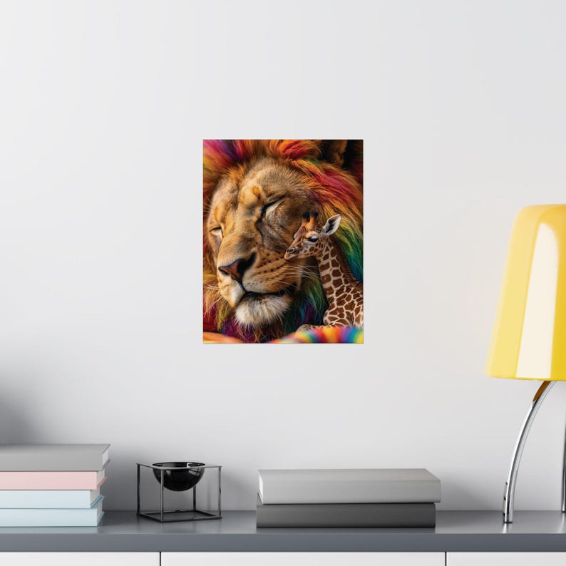 Regenboogmanen Leeuw Giraffe Kunstprint, Kleurrijke Kinderkamerposter (Museumkwaliteit papier) afbeelding 11