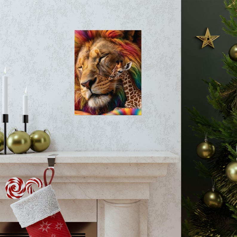 Regenboogmanen Leeuw Giraffe Kunstprint, Kleurrijke Kinderkamerposter (Museumkwaliteit papier) afbeelding 10
