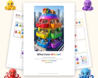 Octopus Logic Puzzles for Kids | Position Words, Sudoku, Mazes (PDF)