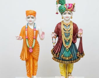 Swaminarayan Gunatitanand Swami Marble Statue 21 Inch Makrana Murti Hindu Decor