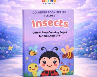 Insects Coloring Book – Kids Ages 3-6, Printable Pages (PDF Download)