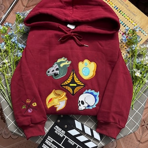 Slay the Spire Relic Embroidered Hoodie, Ironclad Silent Defect Watcher Symbol Sweatshirt, Roguelike Gamer Gift, Unisex.