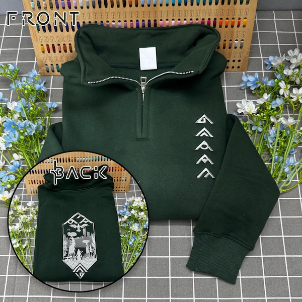 Post-Apocalyptic Robot Wilderness Embroidered Hoodie, Sci-Fi Tribal Explorer Sweatshirt, Gamer Gift.
