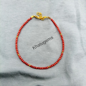 Red Jasper 3mm Bracelet, Dainty Red Gemstone Bracelet, Natural Stone Jewelry, Minimalist Stacking Bracelet Gift for Her