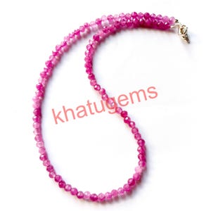 Pink Opal Quartz Necklace 3mm Smooth Rondelle Beads, Natural Pink Gemstone Jewelry, Dainty Layering Choker, Gift for Her