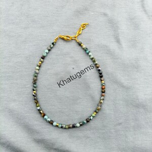 Green Turquoise Faceted Bracelet 3mm Gemstone Bracelet, Dainty Beaded Jewelry, Minimalist Stacking Bracelet Gift for Her