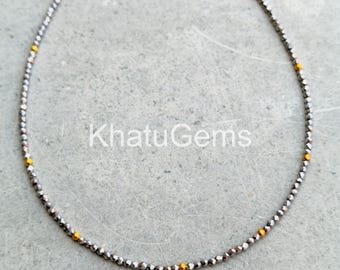 Pyrite Necklace 2mm Faceted Beads, Dainty Gold Gemstone Necklace, Minimalist Layering Jewelry, Delicate Crystal Gift for Her