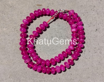 Pink Opal Necklace Hand Knotted Rondelle Beads, Soft Pink Gemstone Jewelry, Boho Layering Necklace, Sterling Silver Clasp, Gift for Her