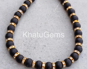Black Onyx 8mm Smooth Round Necklace, Sterling Silver Clasp, Bold Statement Gemstone Jewelry, Minimal Boho Gift for Her
