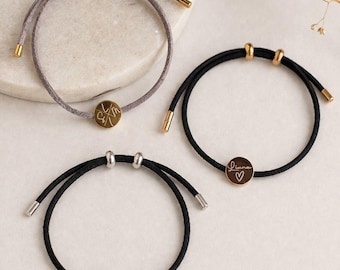 Personalisiertes Armband mit Gravur – Edelstahl vergoldet | Wunschname, Datum oder Symbol | Verstellbares Geschenk für Mama, Freundin & Frau
