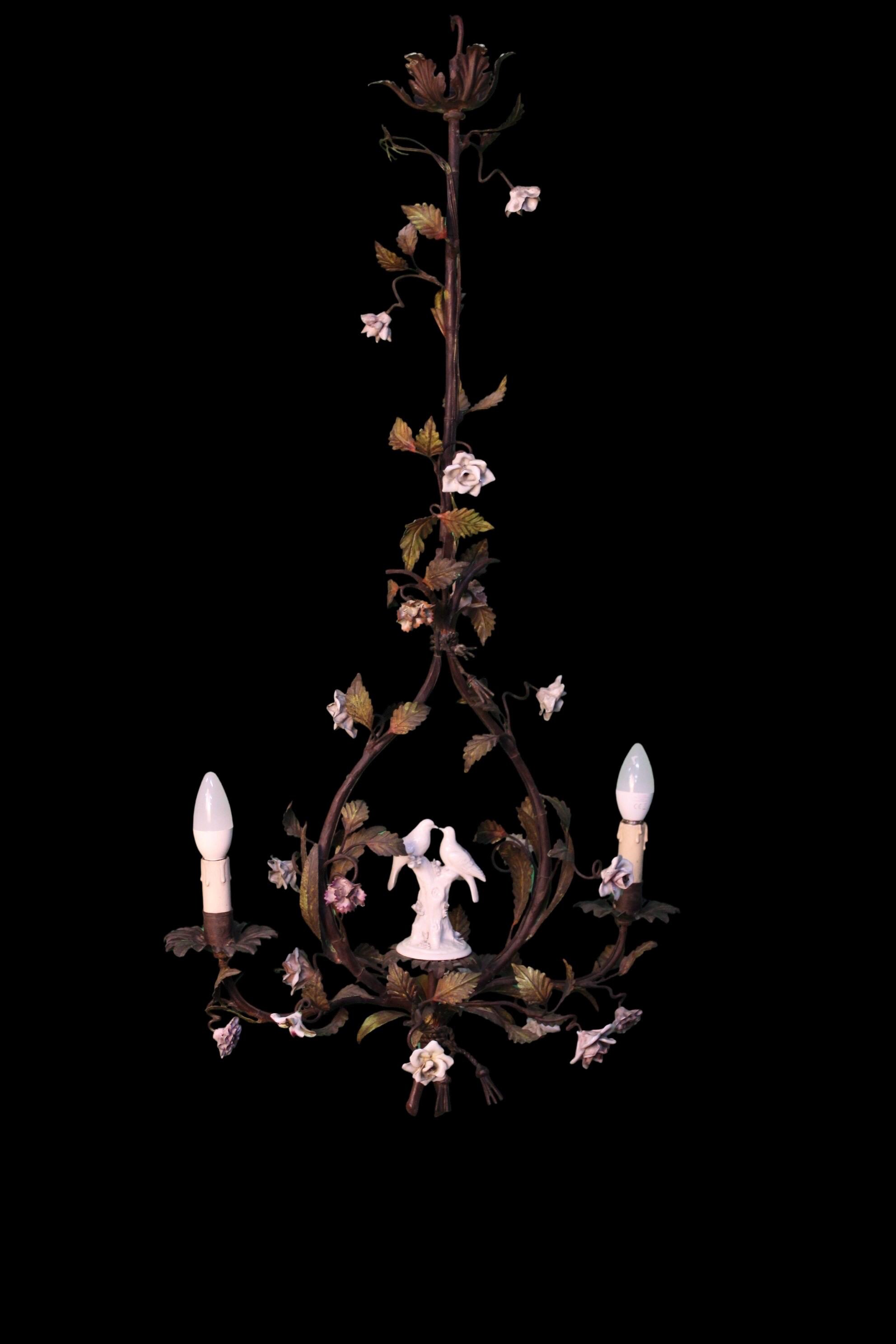 Antique french chandelier porcelain flowers - Etsy 日本