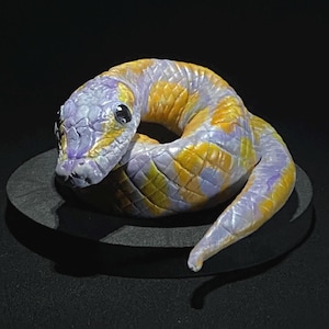 Ball Python Sculpture Art, Realistic Snake Statue, Handmade Reptile Collectible, Gothic Home Decor