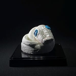 Ball Python Sculpture Art, Realistic Snake Statue, Handmade Reptile Collectible, Gothic Home Decor