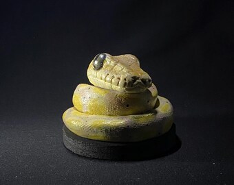 Ball Python Sculpture Art, Realistic Snake Statue, Handmade Reptile Collectible, Gothic Home Decor