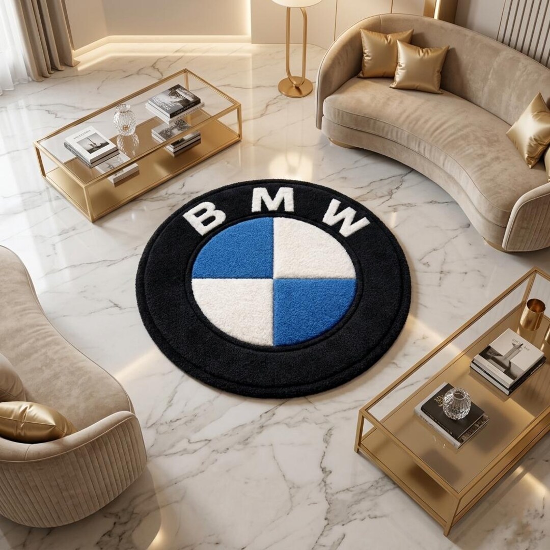 Tufting Rug Bmw Round BMW Logo Tufted Rug, Automotive Enthusiast Carpet, Plush Sports ...