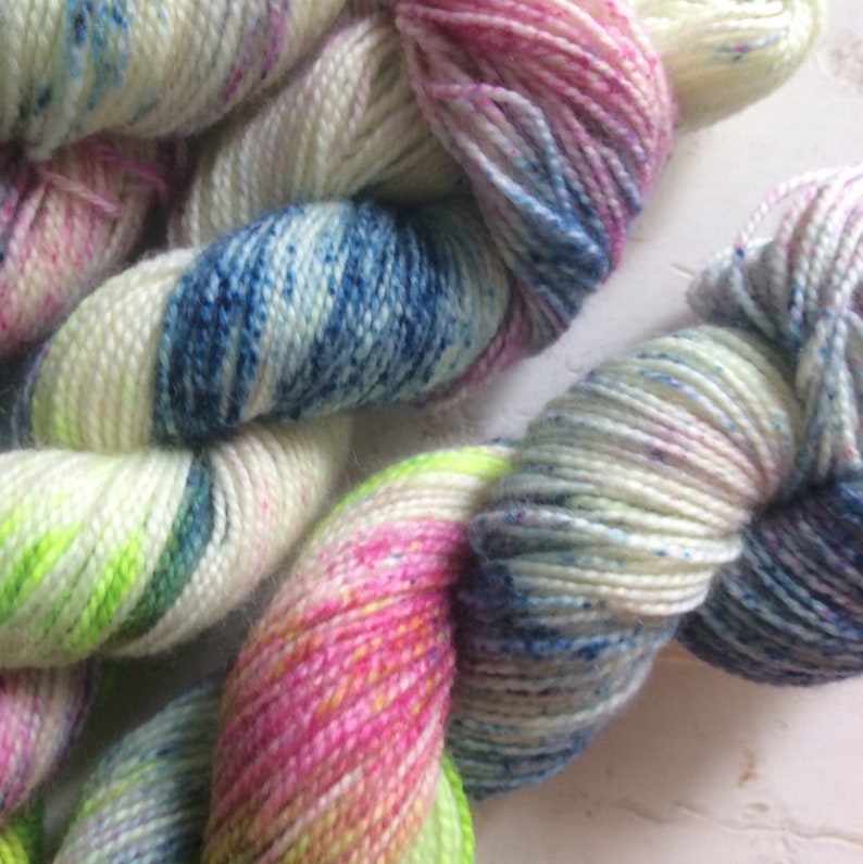 Easter Grass Indie dyed Fingering Weight Yarn 50g Sock Pink Green Blue Superwash SALE Clearance