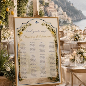 Editable Seating Chart Template | Amalfi Coast Wedding | Lemon Wedding Seating Chart | Wedding Table Plan | Canva Template | A2 download