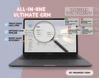 Advanced Notion CRM-sjabloon | Klantentracker en verkooppijplijn | Zakelijk dashboard | Beheer van kleine bedrijven | Notion Business Hub