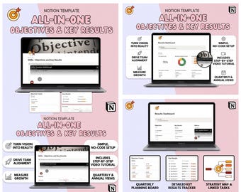 Ultimate Notion OKR-trackersjabloon | Doelen stellen | Dashboard Doelplanner | Zakelijke en persoonlijke groeitracker | OKR-systeem: