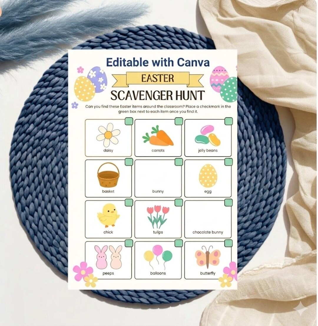 Easter Scavenger Hunt Printable Indoor Treasure Hunt for Kids, Egg ...