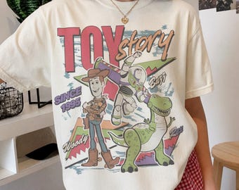 Comfort Colors Disney Toy Story 1995 Retro T-Shirt, Woody Buzz Lightyear Rex Tee, Disney Pixar Fest, WDW Disneyland Family Vacation Trip