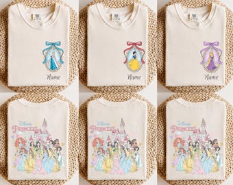 Retro Personalized Disney Princess Characters Shirts, Disneyland Princess Shirt, Disney Girly Trip, Disneyworld Shirt, Rapunzel, Cinderella