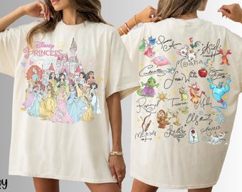 Disney Princess Shirt, Watercolor Magic Castle Princess Shirt, Disney Princess Signature Sketch Sweatshirt, Disneyland Family Trip Tees
