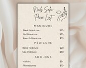 Editable Nail Salon Price List Template, Canva Beauty Menu, Minimalist Manicure Pedicure Services, Beige Aesthetic Price Sheet, 4 sizes