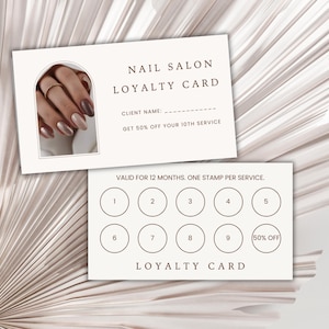 Nail Salon Loyalty Card Canva Template, Editable Rewards Card, Nail Tech Pedicure Customer Card, Beauty Business Stationery Printable