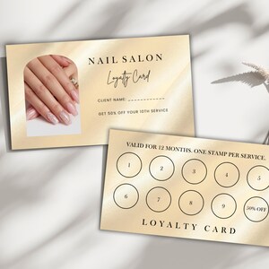 Nail Salon Loyalty Card Canva Template, Editable Minimalist Rewards Card, Nail Tech Beauty Stationery, Clean Girl Aesthetic Customer Card