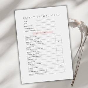Nail Tech Client Record Card Canva Template, Nail Salon Management Tool, Editable Client History Log, Nail Technician Business Stationery