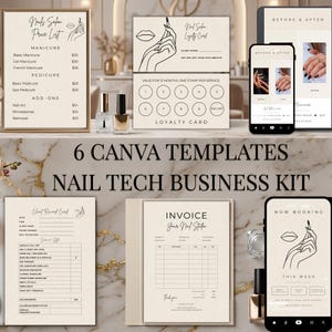 Nail Tech Business Kit Canva Templates, Nail Salon Starter Pack, Price List Invoice Loyalty Card Booking Post