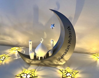 Ramadan Moon Mosque Decoration – Ramadan Mubarak | Custom To & From | Eid Gift