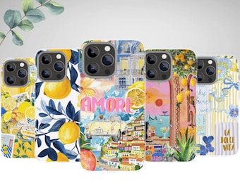 Italian Summer Lemon Phone Case, La Dolce Vita Art, Amalfi Coast Vibes
