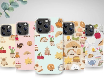 Plush Toy Bunny Phone Case, Kawaii Doodle Cover for iPhone, Samsung, Pixel