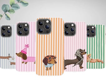 Dachshund Dog Phone Case, Sausage Dog Illustration Cover, iPhone Samsung Pixel Protection