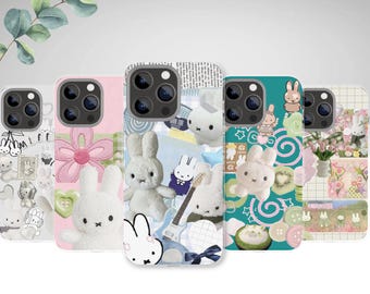 Miffy Collage Phone Case, Kawaii Plush Bunny Cover for iPhone Samsung