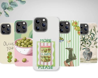 Olive Lover Phone Case, Martini, Sage Green Art, iPhone Samsung Google Pixel