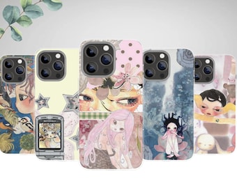 Aya Takano Style Phone Case, Japanese Pop Art Cover, Surreal Anime Illustration