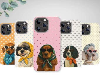 Dog Sunglasses Portrait Phone Case, Vintage Pet Art Accessory, iPhone Samsung Google Pixel