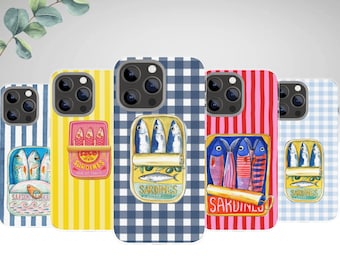 Vintage Sardine Tin Phone Case, Retro Food Illustration, Protective TPU Cover