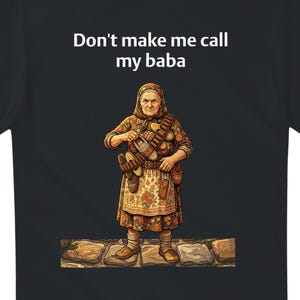 バルカンのおばあちゃんスリッパシャツ、面白い東欧ユーモアTシャツ