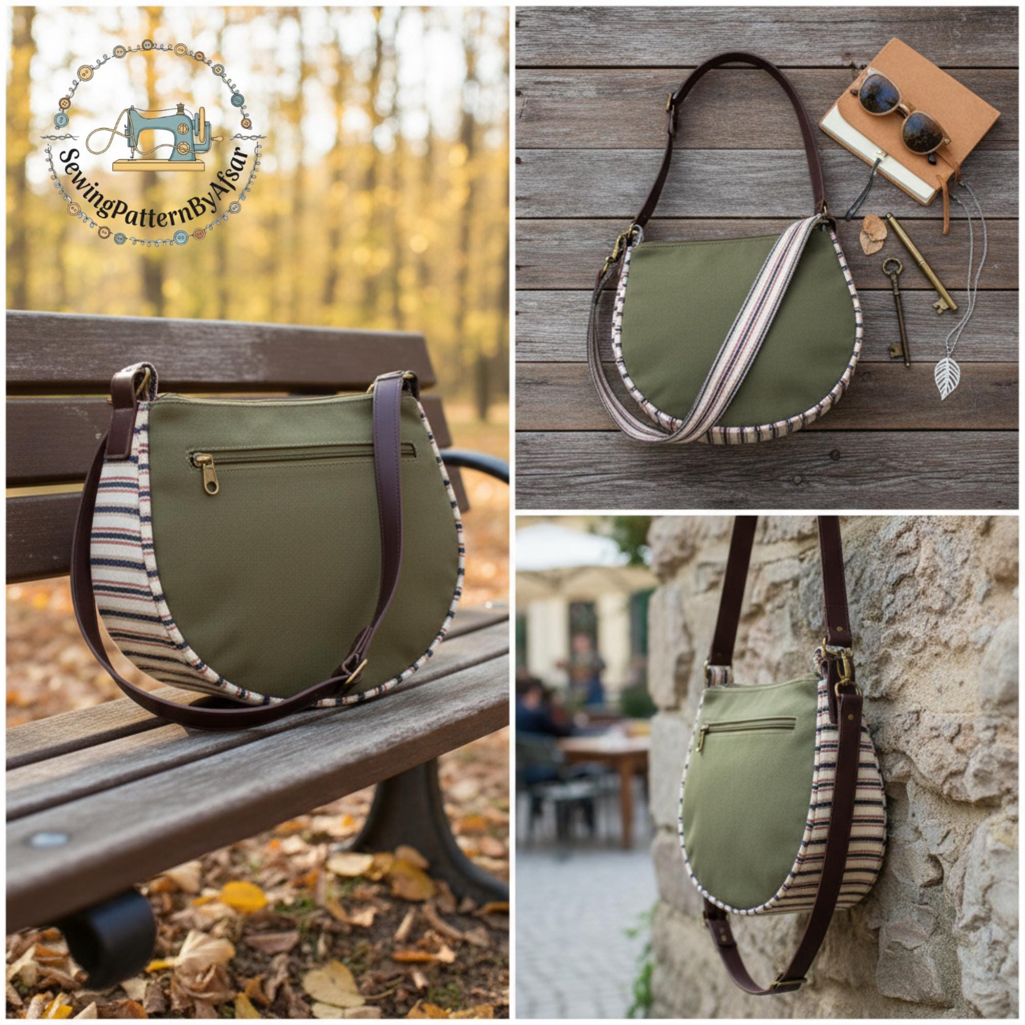 Crossbody Bag Sewing Pattern PDF, Crescent Shoulder Bag Tutorial, Hobo ...