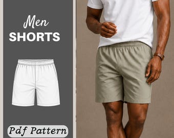 Men's Elastic Waist Shorts PDF Sewing Pattern – Casual Lounge Summer Template (XS–3XL)