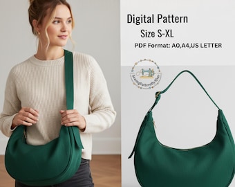 Cartamodello per borsa a tracolla Crescent Hobo – Borsa a spalla moderna (Download digitale)
