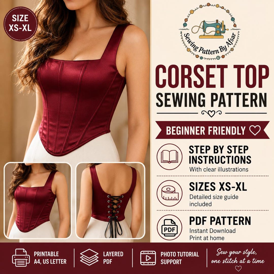 Corset Sewing Pattern PDF, Bustier Top, Overbust Bodice, Lace up Back ...