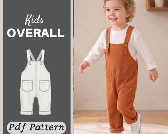 Toddler Overall Sewing Pattern, Bib Dungarees PDF, Kids Jumpsuit Pattern, Pocket Overalls, Instant Download