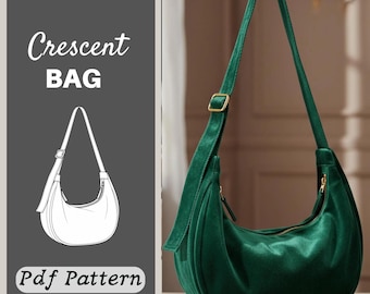 Crescent Hobo Bag Sewing Pattern PDF, Shoulder Purse Pattern, Crescent Crossbody Bag, Digital Download, A4 A0 Letter