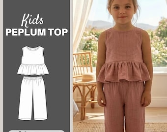 Kids Pajama Set Sewing Pattern PDF, Toddler PJ Set, Girls Sleepwear Pattern, Easy Kids Clothing Pattern, Instant Download 8M–10Y